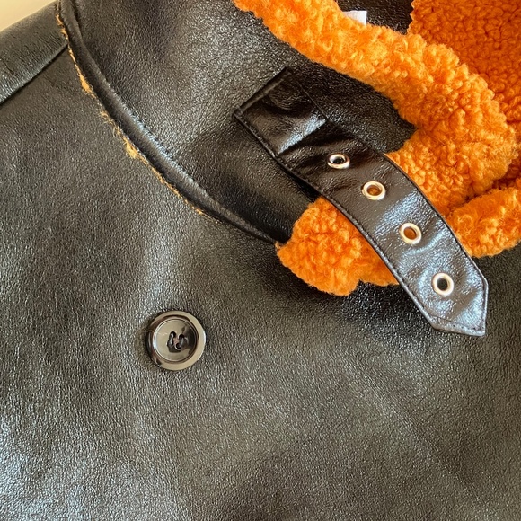 Stand Studio Lilli Black Leather Jacket Faux Fir Lining & Trim 40 M L XL - Picture 4 of 8